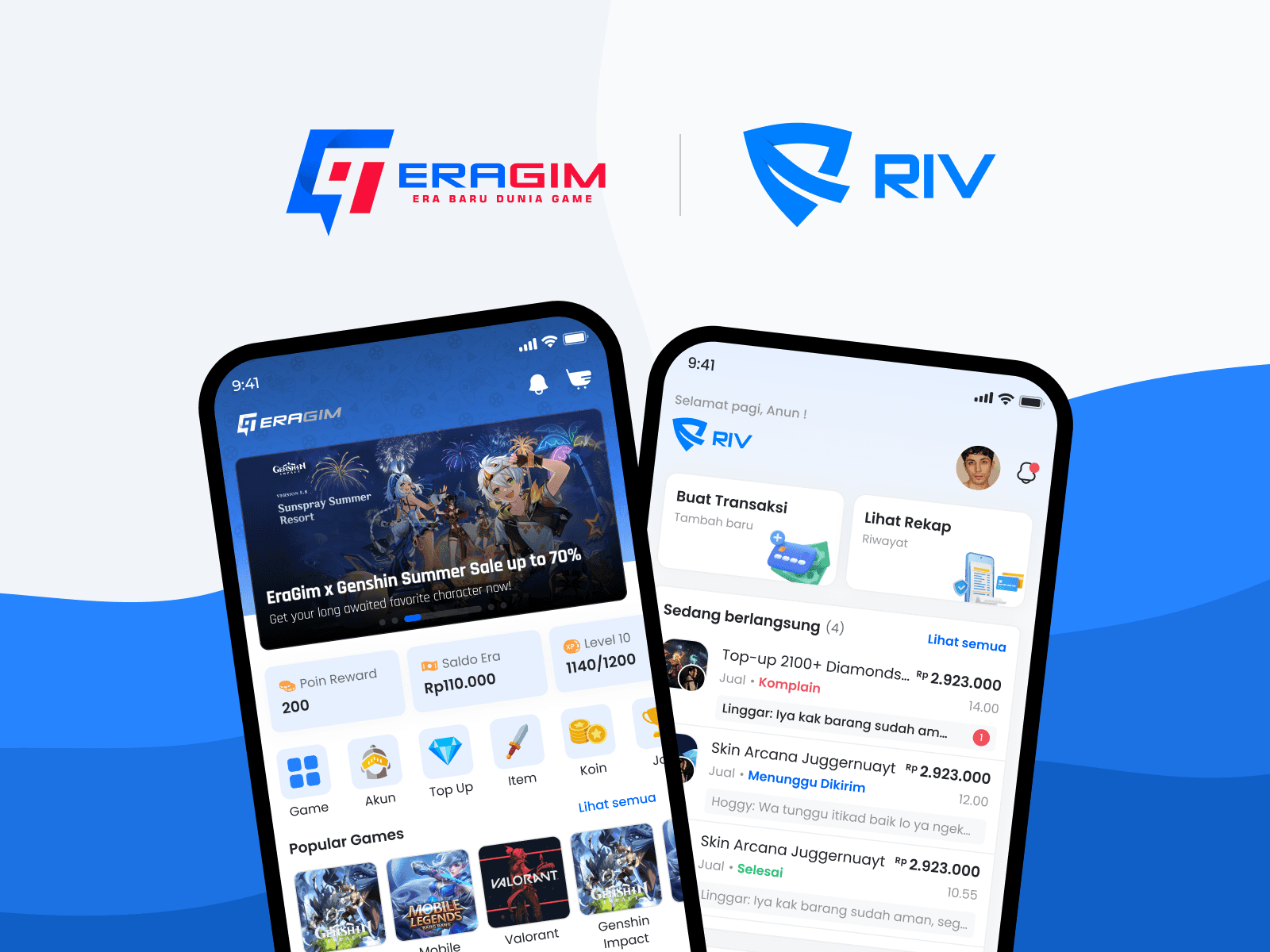 Eragim and Rekber RIV app screens